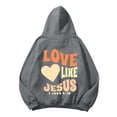 thumbnail image 3 of Women's Sweatshirt Casual Long Sleeve Graphic Hooded Pullover Polyester Comfortable Loose Fit, 3 of 5