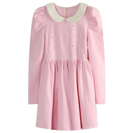 Richie House - Richie House Little Girls Pink White Pearls Lapel Collar ...