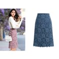 thumbnail image 2 of Scyoekwg Skirts for Women Trendy Clearance Lace Skirt A-Line Hollow Out Fitness SKirt Knee Length Plus SIze Skirt Blue L, 2 of 2