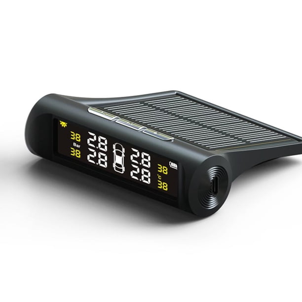 Sistema De Monitoreo De Presión De Neumáticos Con Energía Solar Monitor Inalámbrico Con 4 Sensores Externos Carga Dual Usb Solar Inevent VI011934-01