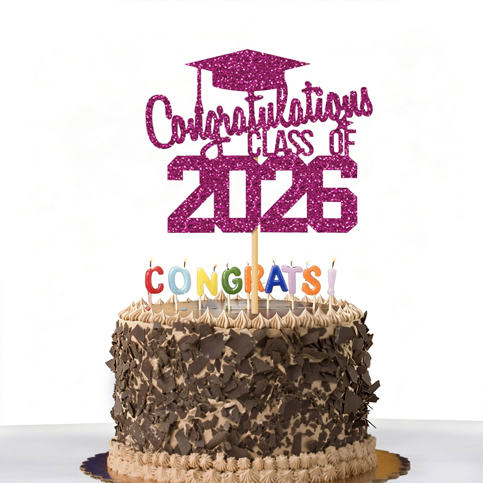 Class Of 2026 Glitter Graduation Cake Topper Congrats Grad Cake Decor 2026 Graduation Party Cake Pick For High School College Senior Graduation Celebration Cake Decoration