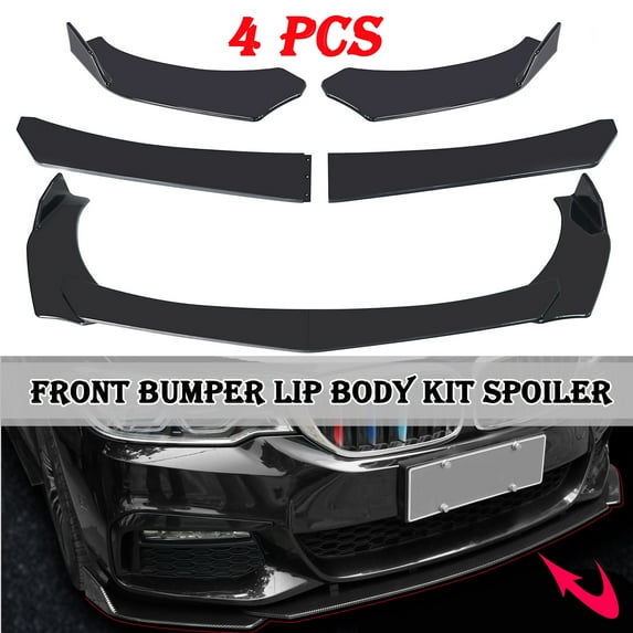 4Pcs ABS Front Bumper Lip Body Kit Spoiler Universal Car Replacement Part