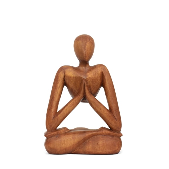 G6 Collection 8" Wooden Handmade Mini Yoga Figurines, Yoga Pose Statue, Yoga Room Studio Decor, Mindful Home Decor Yogi Gift, Decorative Shelf Decor Objects - Lotus Pose