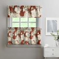 thumbnail image 2 of Pioneer Kitchen Curtains and Valance Set 24 Inch Tier White Flowers on Red Curtains Small Drapes for Cafe Living Room Bathroom Farmhouse 3 Pieces Set Rod Pocket, 2 of 6