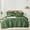 Dark Green, variant on Davulos 5 Piece Full Comforter Set ,White Bed in a Bag Soft Microfiber Complete Bed Set for Women Teen ,Grid Pinch Pleat Bedding Set for All Season