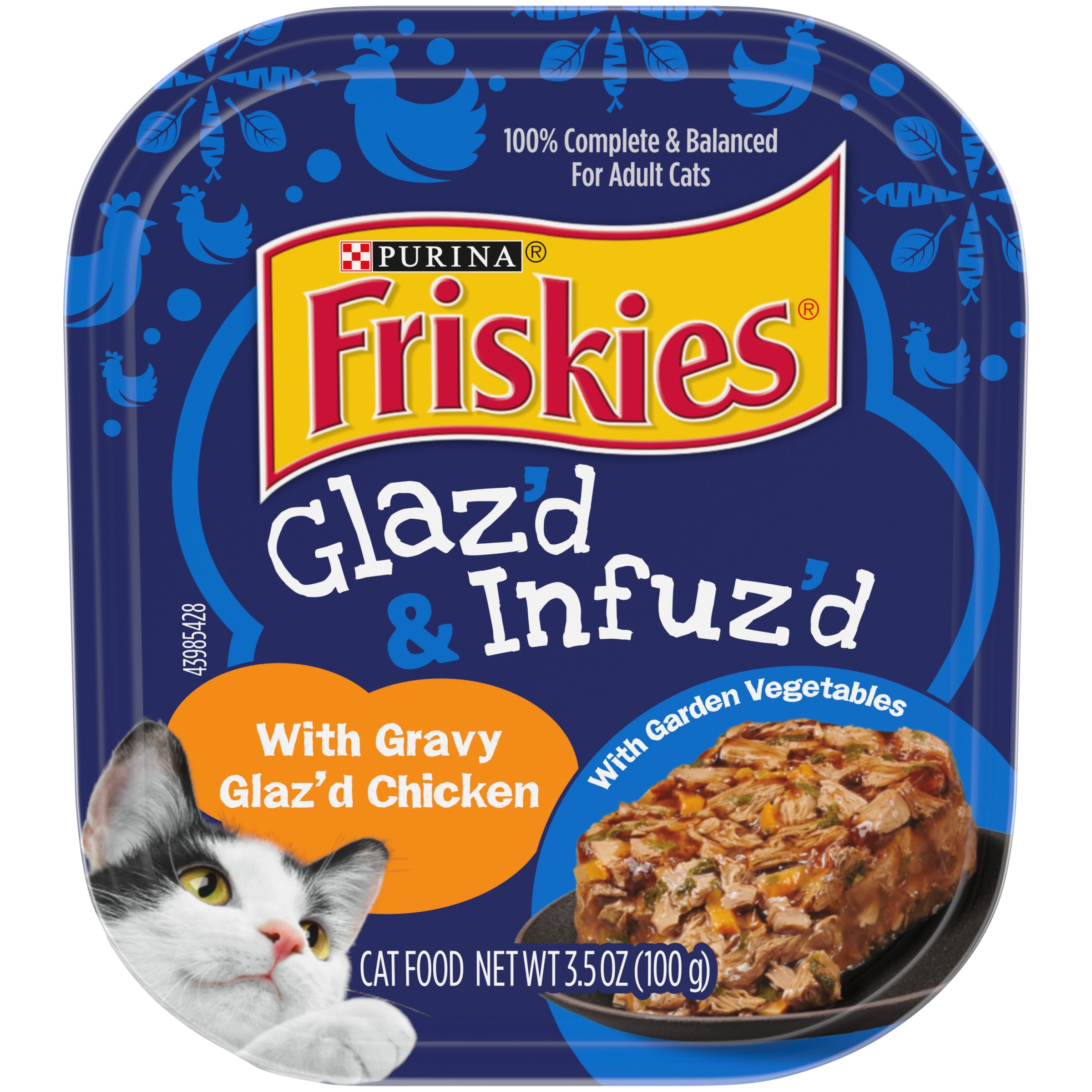 Friskies Gravy Wet Cat Food, Glaz’d & Infuz’d With Gravy Glaz’d Chicken, 3.5 oz. Tray