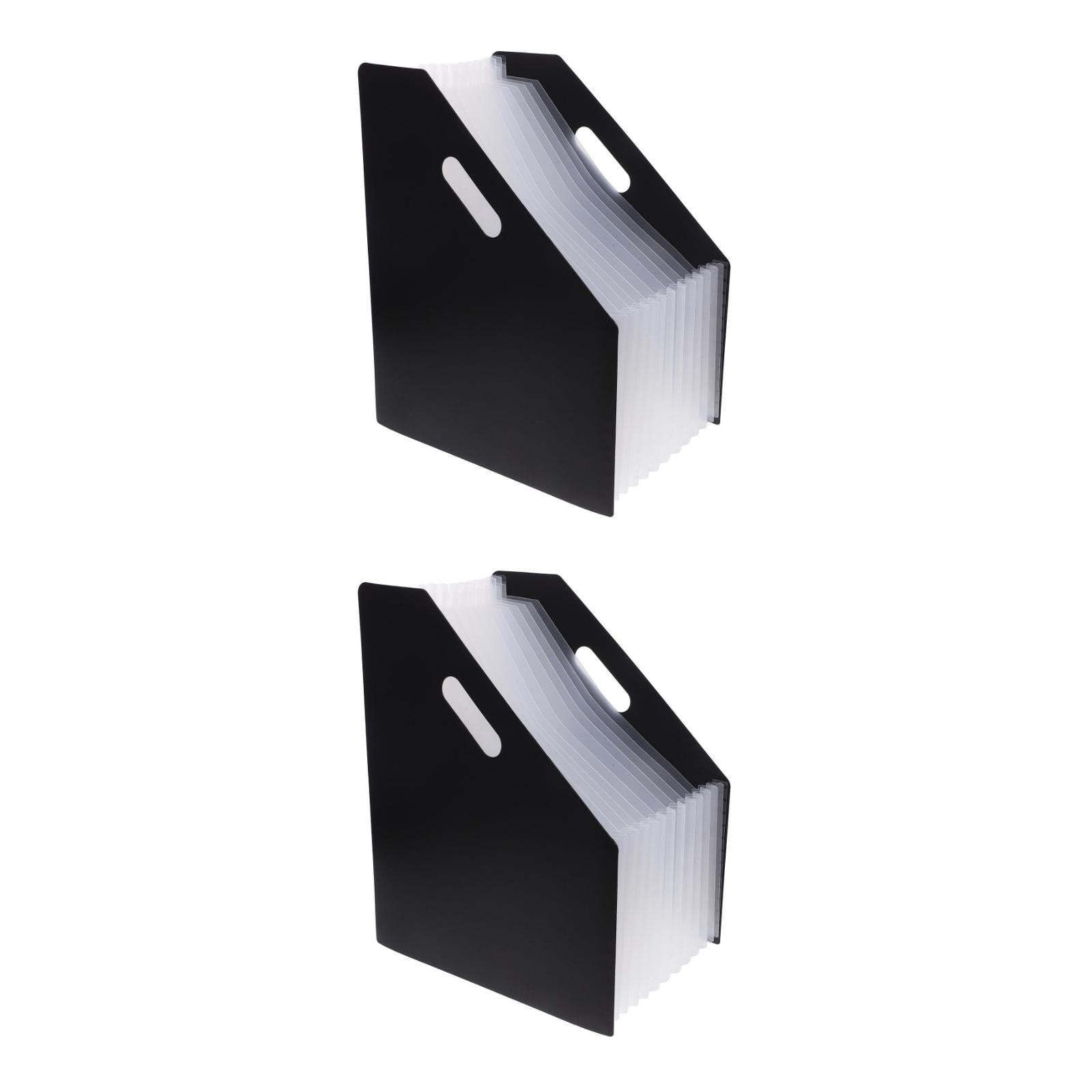 FOMIYES Stylish Black PP Accordion Folder Space-Saving Design for Office Use 2Pcs