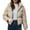 Khaki, variant on ManxiVoo Women's Short Puffer Jacket with Stand Collar Lightweight Warm Winter Coat Casual Outerwear L Size Khaki
