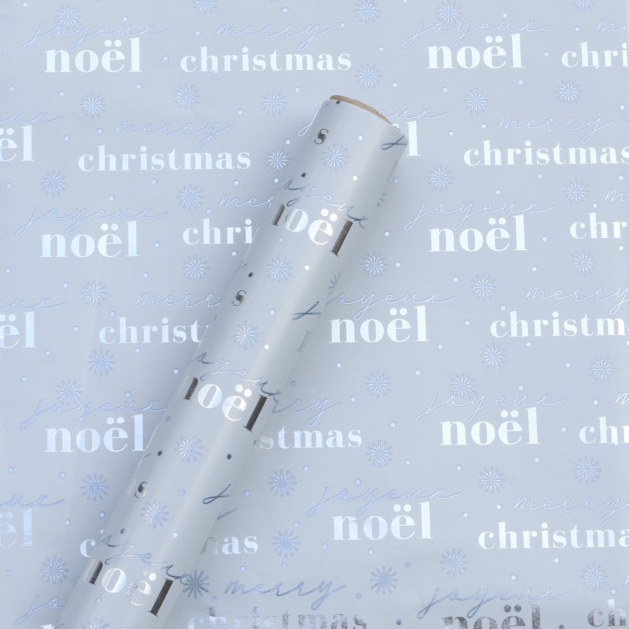Holiday Time Blue and Silver Foil Reversible Christmas Wrapping Paper, 3 Roll, 50 Sq ft
