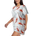 thumbnail image 2 of Naloa Koi Fish Corals,Spring Summer Women's Short-Sleeved Pajama Set, Loungewear, Summer pajamas, Breathable Cozy - Large, 2 of 9