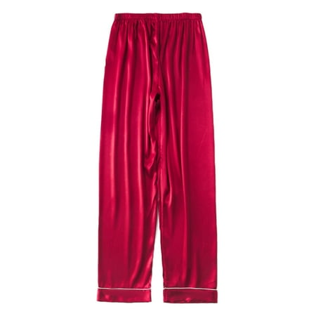 

BRAND FACTORY PRICE!New Solid Color Silk Men s Casual Pajamas Loose Home Wear