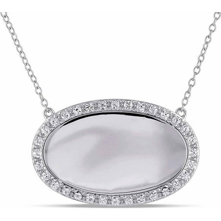 Miabella 5/8 Carat T.G.W. Created White Sapphire Sterling Silver Oval Necklace, 18