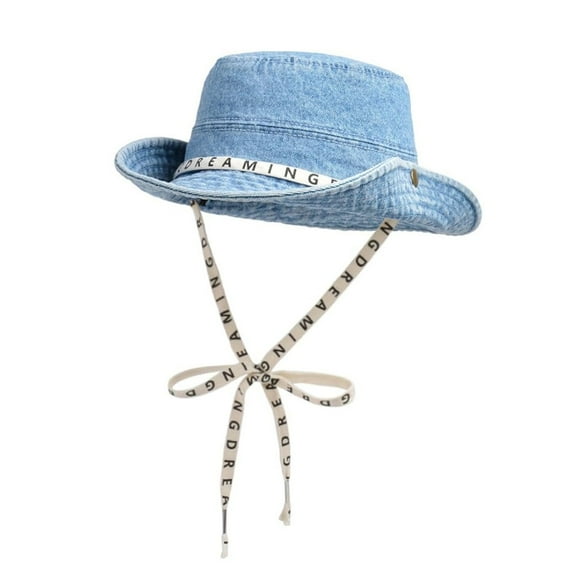 Denim Bucket Hat for Women Wide Brim UV Protection Sun Hat
