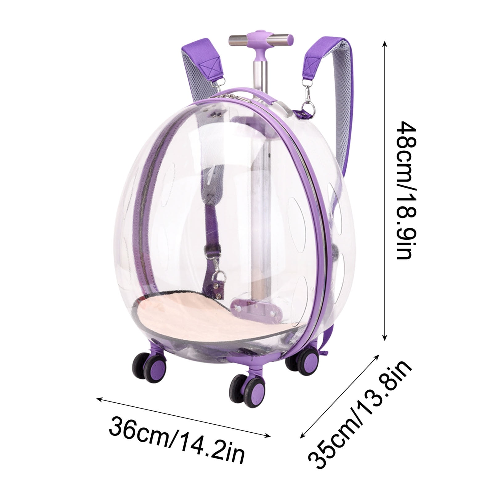 FYTPOV Cat Carrier Dog Carrier, Clear Pet Carrying Bag Breathable, Pet Trolley Case with Wheels and Telescopic Handle for Travel Camping