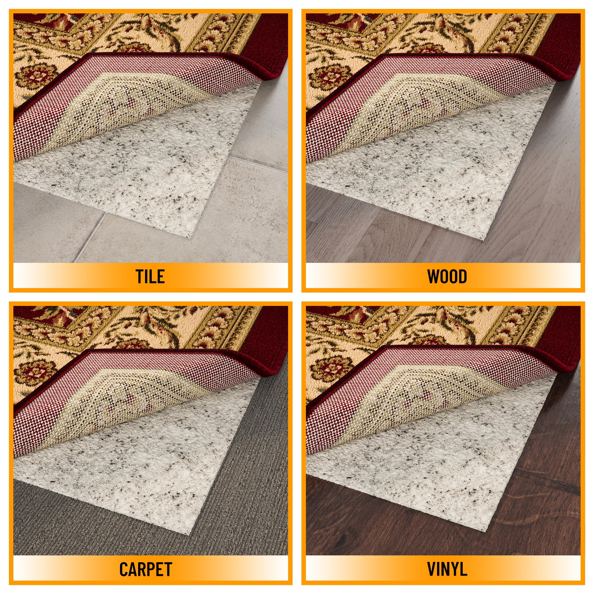 Ottomanson Non-Slip Felt Rug Pad Gripper 7'8" x 12', 1/8" Thick for Hardwood Floors & Carpet