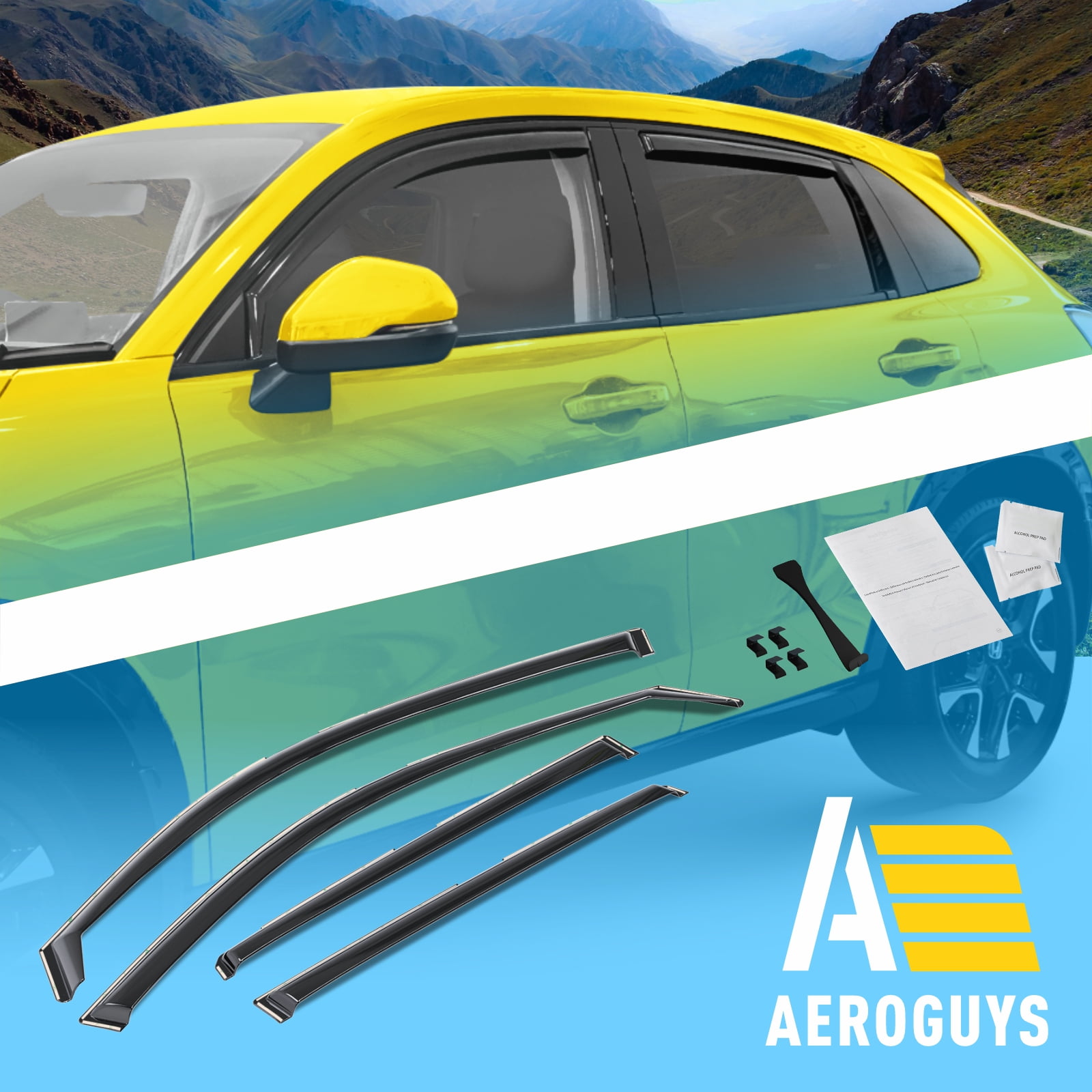 Extra Durable Window Deflectors In-Channel Window Visors Rain Guards Fit for Honda HR-V 2023-2026, Sun Visors, Wind Vent Visors, vent shades, Exterior Car Accessories - 4 pcs. AG0594