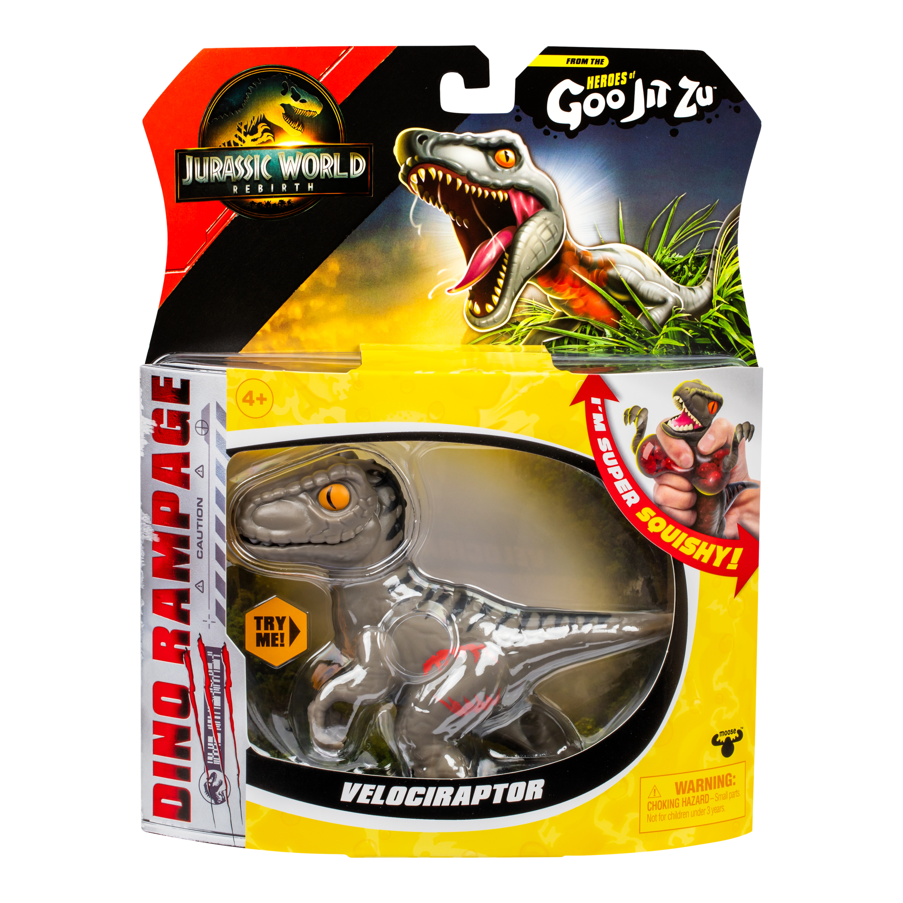Jurassic World Rebirth Dino Rampage Heroes of Goo Jit Zu Velociraptor with "Rampage Action" Chomping Jaws, Ages 4+