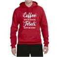 thumbnail image 2 of Wild Bobby Coffee Gets Me Started Jesus Keeps Me Going Inspirational/Christian Unisex Graphic Hoodie Sweatshirt, Red, X-Large, 2 of 5