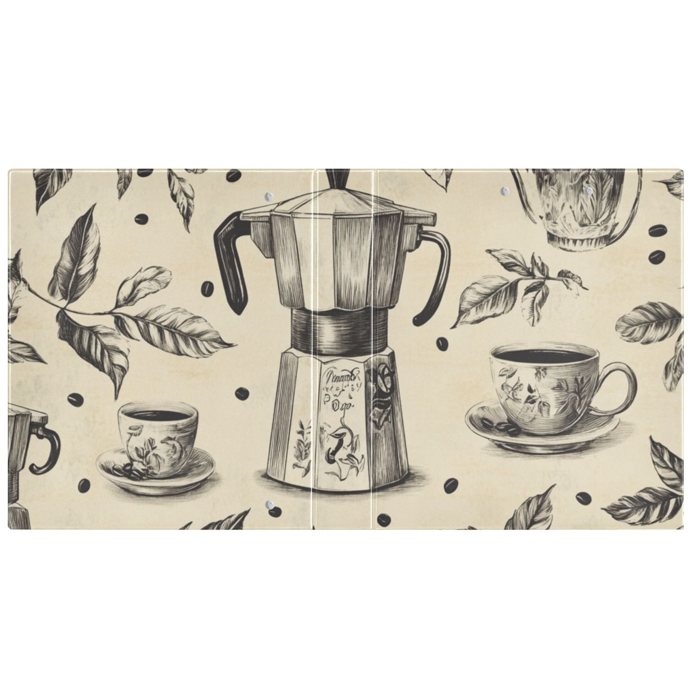 Vintage Coffee Leaves 3 Ring Binders 1.5 inch Hardcover File Folders with Interior Pockets A4 Size Organizer for School Office Hospital