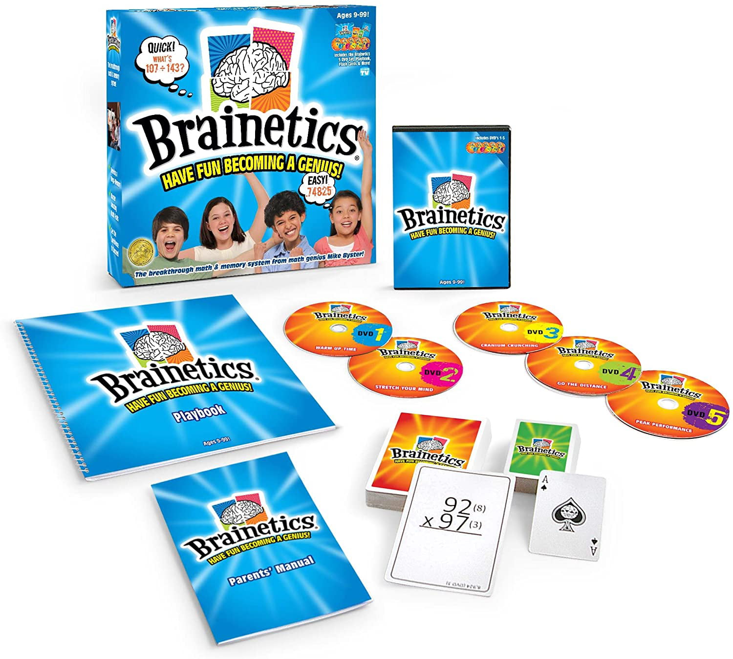 Brainetics Math Memory System Deluxe Set 7 DVD’s Books & Cards FULL COMPLETE KIT 