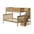 thumbnail image 3 of Max & Lily Solid Wood Twin over Full with Staircase for Kids, Pecan, 3 of 11