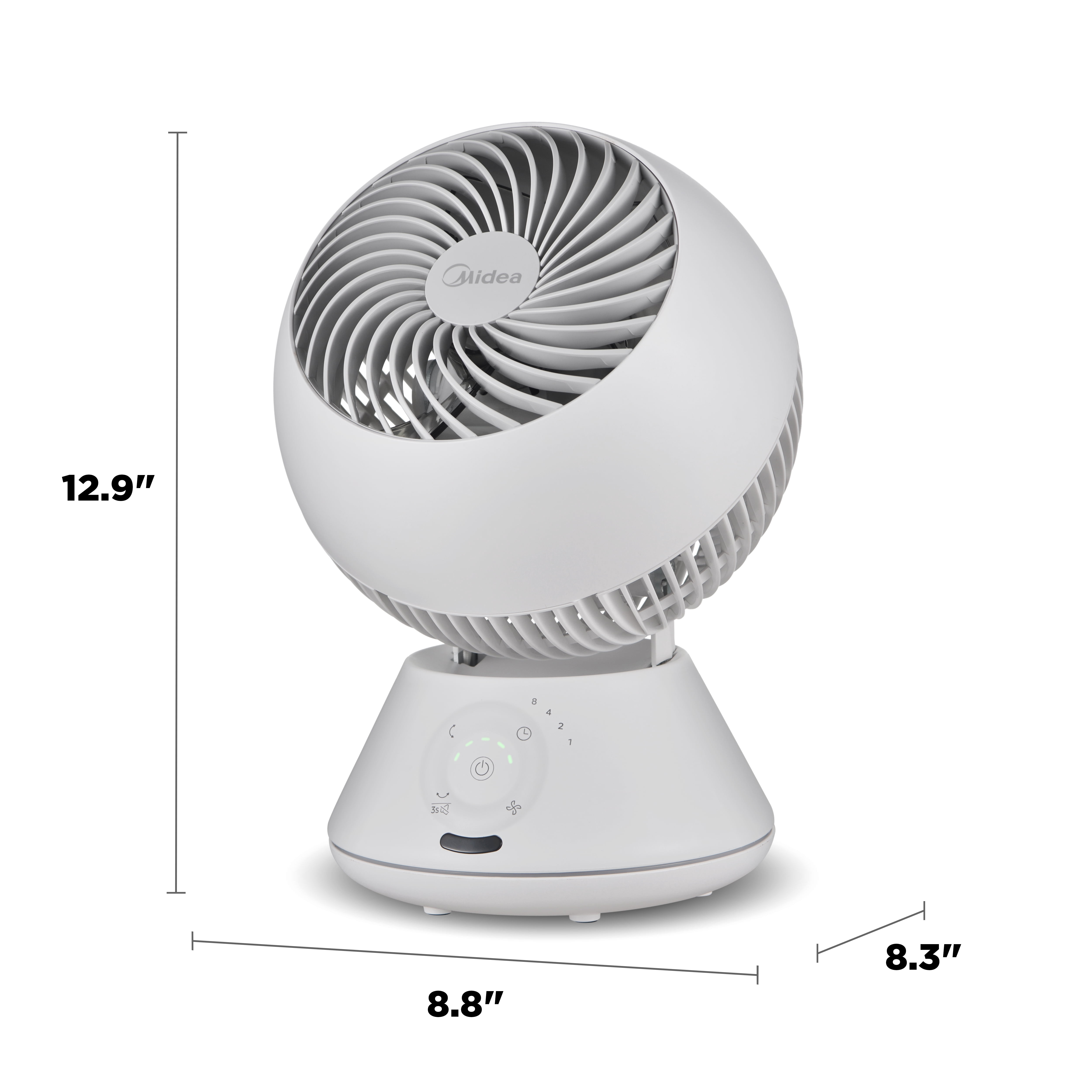Midea Smart TurboBreeze Globe Air Circulator, 5 speeds with Remote, White