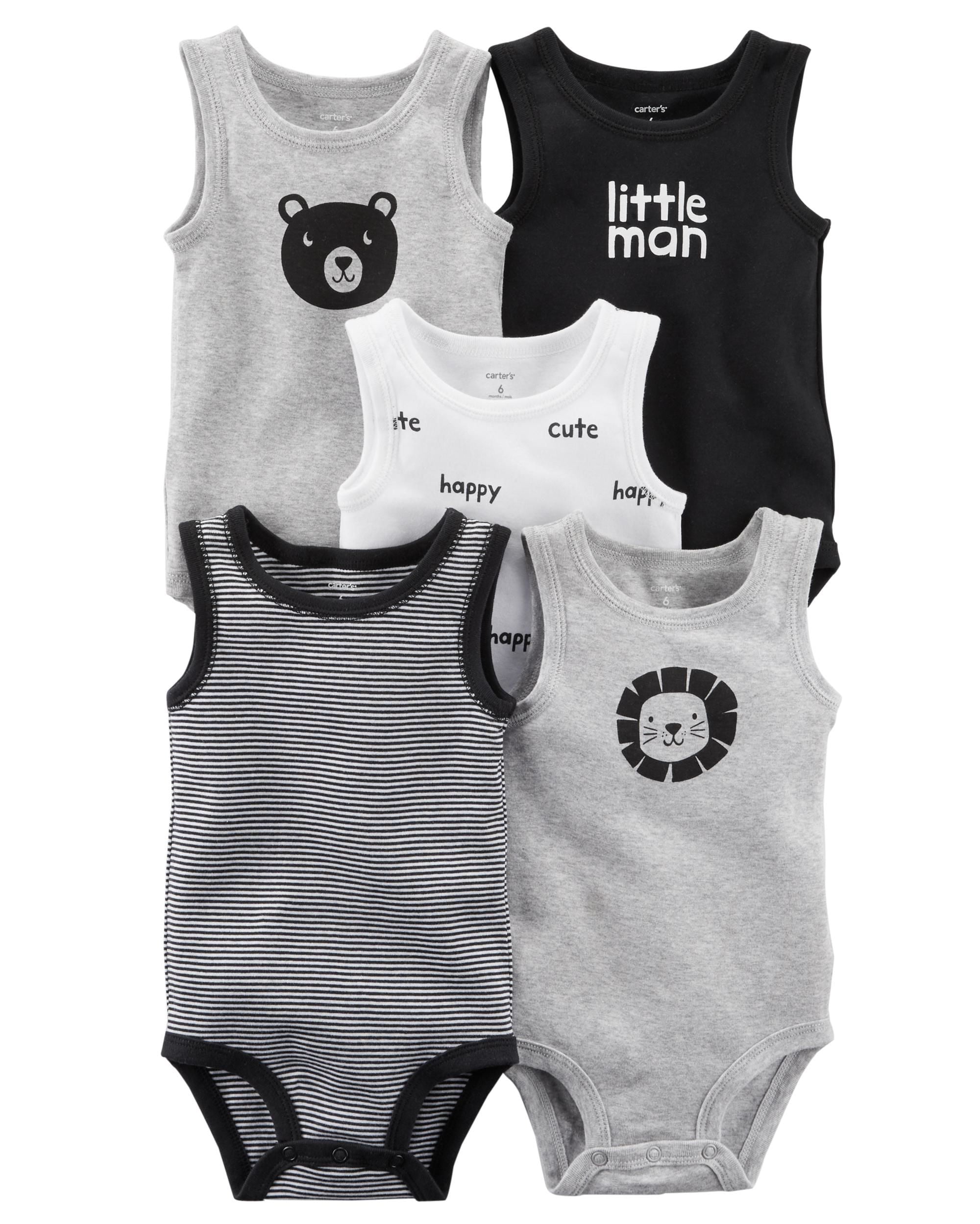 Carter's Carter's Baby Boys' 5 Pack Bodysuits Sleeveless Little Man