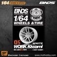 thumbnail image 1 of BNDS 1/64 ABS Wheels Rubber Tires by WHITE Assembly Rims Modified Parts JDM VIP Style for Model Car Vehicle 4pcs Set BC26405WH, 1 of 5