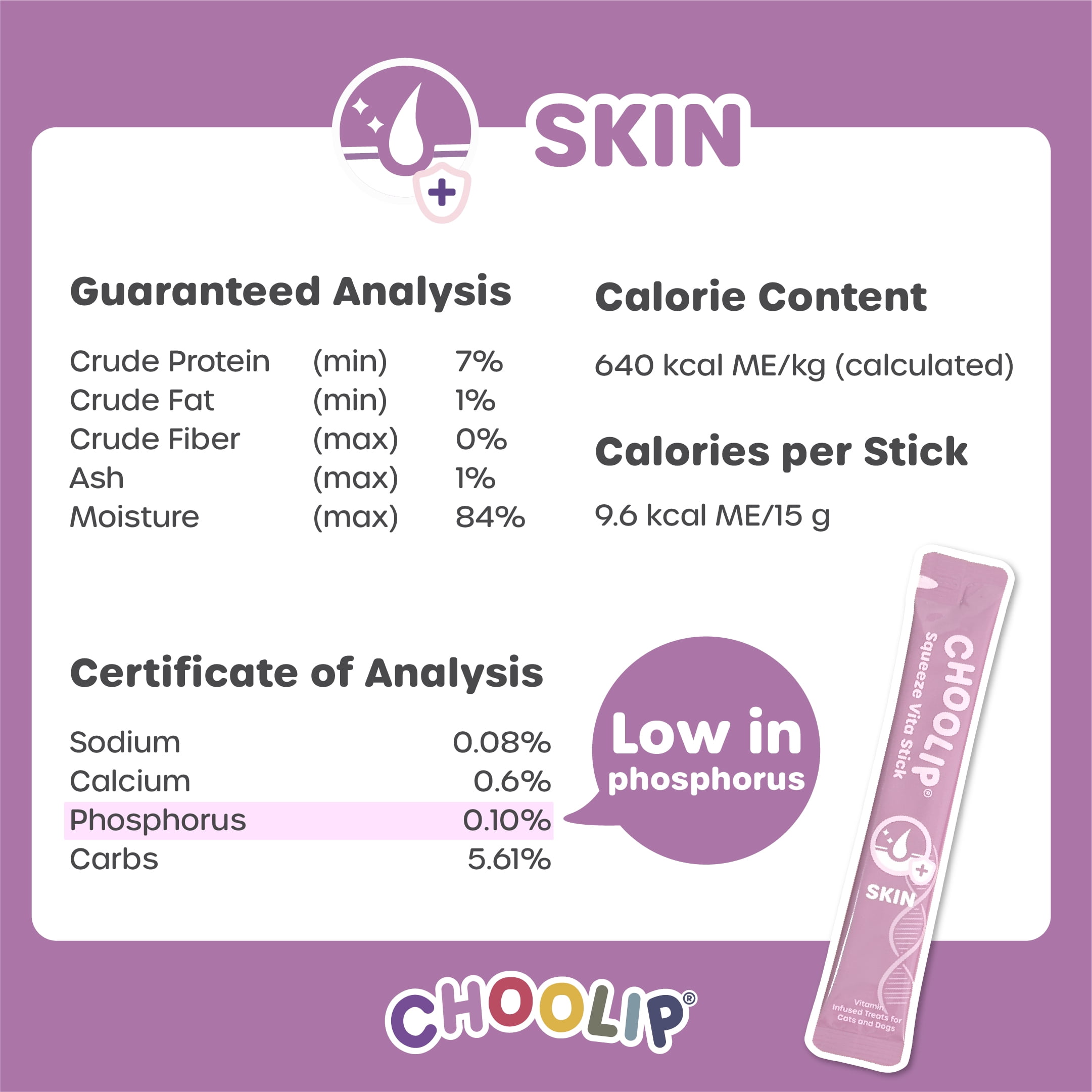 Choolip Vita Stick Skin and Coat Support Lickable Treats for Cats & Dogs, 25.9 oz (49ct)