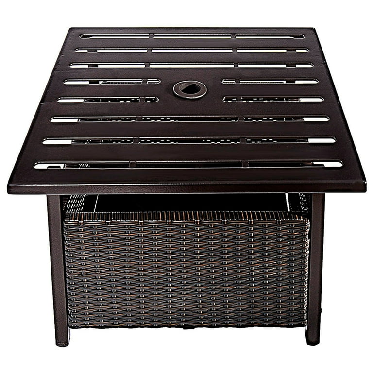 costway rattan wicker umbrella patio side table Costway Brown Rattan Wicker Steel Side Table