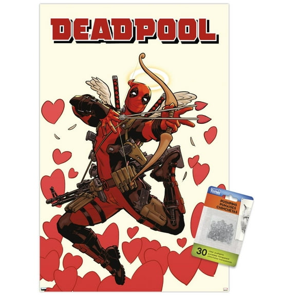 Marvel Comics Deadpool - Cupid Wall Poster with Push Pins, 14.725" x 22.375"