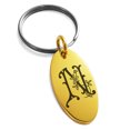 thumbnail image 1 of Stainless Steel Letter N Initial Floral Monogram Engraved Small Oval Charm Keychain Keyring, 1 of 1
