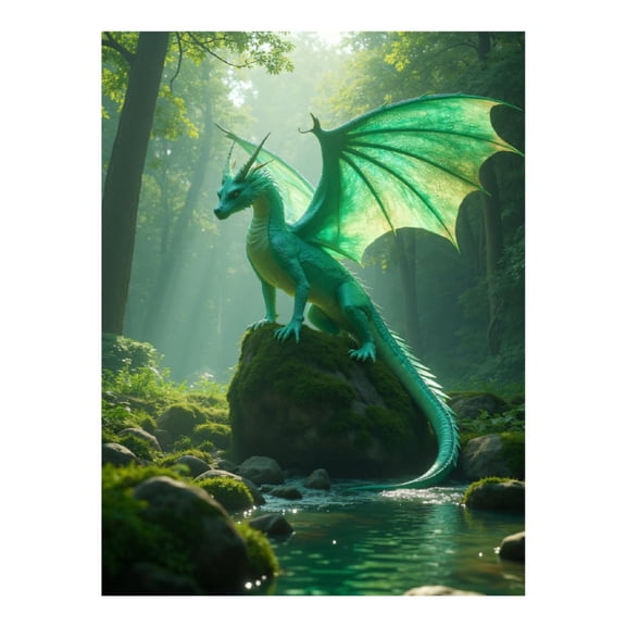 Diamond Art Kits for Adults, Green Dragon Forest Serenity 5D Diamond Painting Kits for Adults Beginners, DIY Full Drill Diamond Painting, Gem Art and Crafts 12x16
