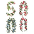 thumbnail image 6 of Artificial Peony Flower Vine with Butterflies Garland - High Quality of 70 Inch Round & Heart Leaf Garland, Blue and Pink Silk Floral Vines for Home Decor, Wedding Arch, Mantel Arrangement, 6 of 6