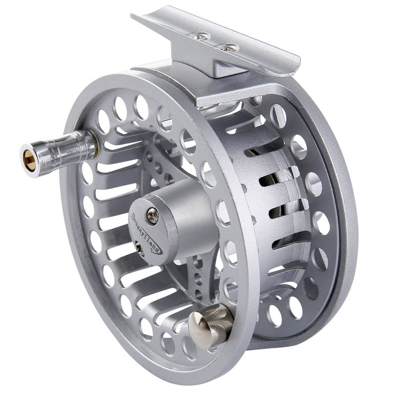 Sougayilang 2+1BB Fly Fishing Reels 5/6wt 1:1 Gear Ratio CNC-Machined Large Arbor Fly Reel Fishing Tackle, Silver