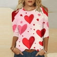 thumbnail image 2 of Tops for Womens Valentine's Day 3/4 Sleeve Tshirts Fashion Cute Heart Graphic Tee Shirts Outfits, 2 of 5