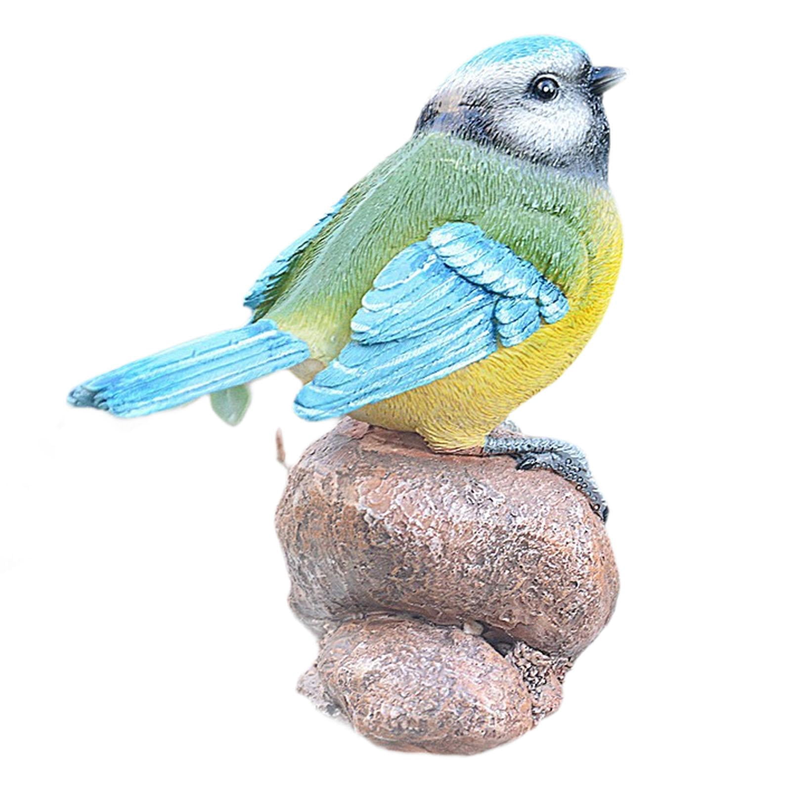 koolsoo Bird Figure Decoration Fairy Garden Decoration Miniosurgy Garden Sculpture Vogel Statue for Lawn Outside of The Background Bookcase On the stone