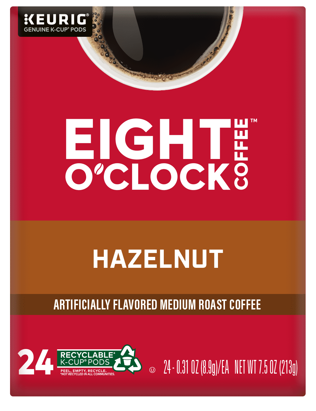 Eight O'Clock Hazelnut Coffee Pods, Medium Roast, 24 Count, 100