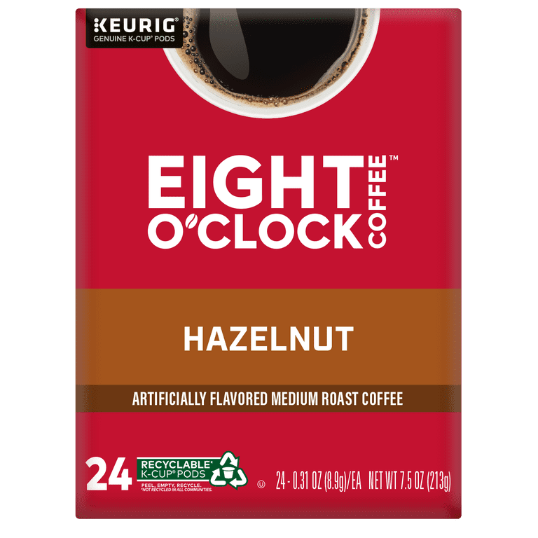Eight O'Clock Hazelnut Coffee Pods, Medium Roast, 24 Count, 100