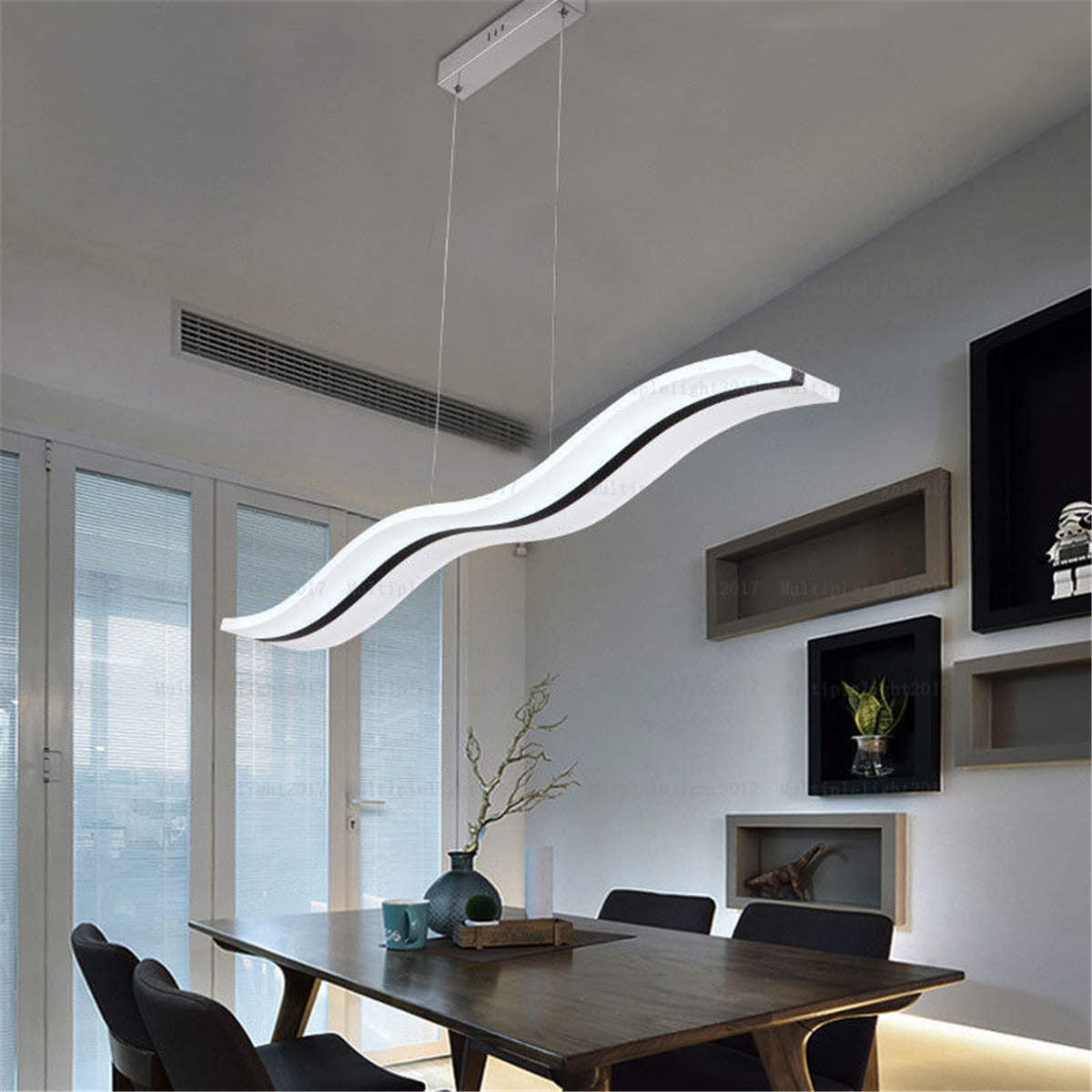 Modern LED Pendant Light Unique Wave Design Chandelier Hanging Light
