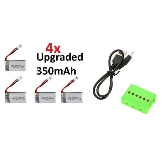 HobbyFlip 3.7v 350mAh Lipo Battery and 6 in 1 Charger Compatible with DBPower RC Quadcopter Drone