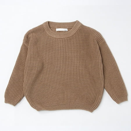 

Augper Baby Girl Clothes Long Sleeve Fall Winter Clearance Baby Girl Boy Oversized Knit Sweater Crewneck Pullover Sweatshirt Solid Warm Long Sleeve Tops Blouse Coffee