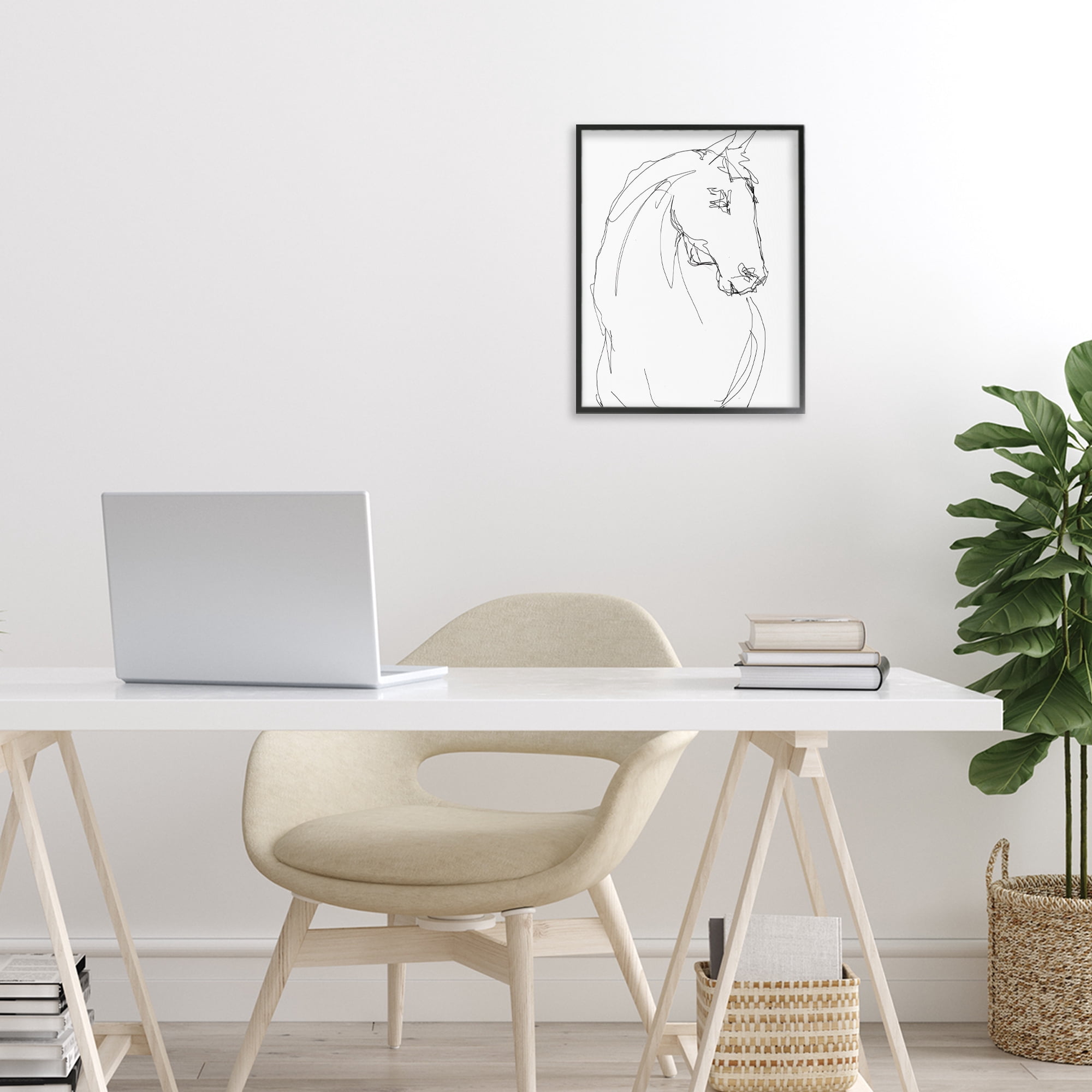 Stupell Industries Sketched Horse Contour Black Framed Giclee Art, design by Lorenzo Collective