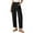Black, variant on Women's Trendy Linen Pants Straight Leg Loose Trousers with Pocket Solid Color High Waisted Ankle Length Pant for Summer, Gray XXL
