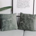 thumbnail image 2 of Set of 2 Velvet Leaves Throw Pillow Covers Decorative Square Solid Cushion Cases Pillowcase for Bed Sofa Couch Chair Car Home Decor (Grey, 18"x18"), 2 of 4