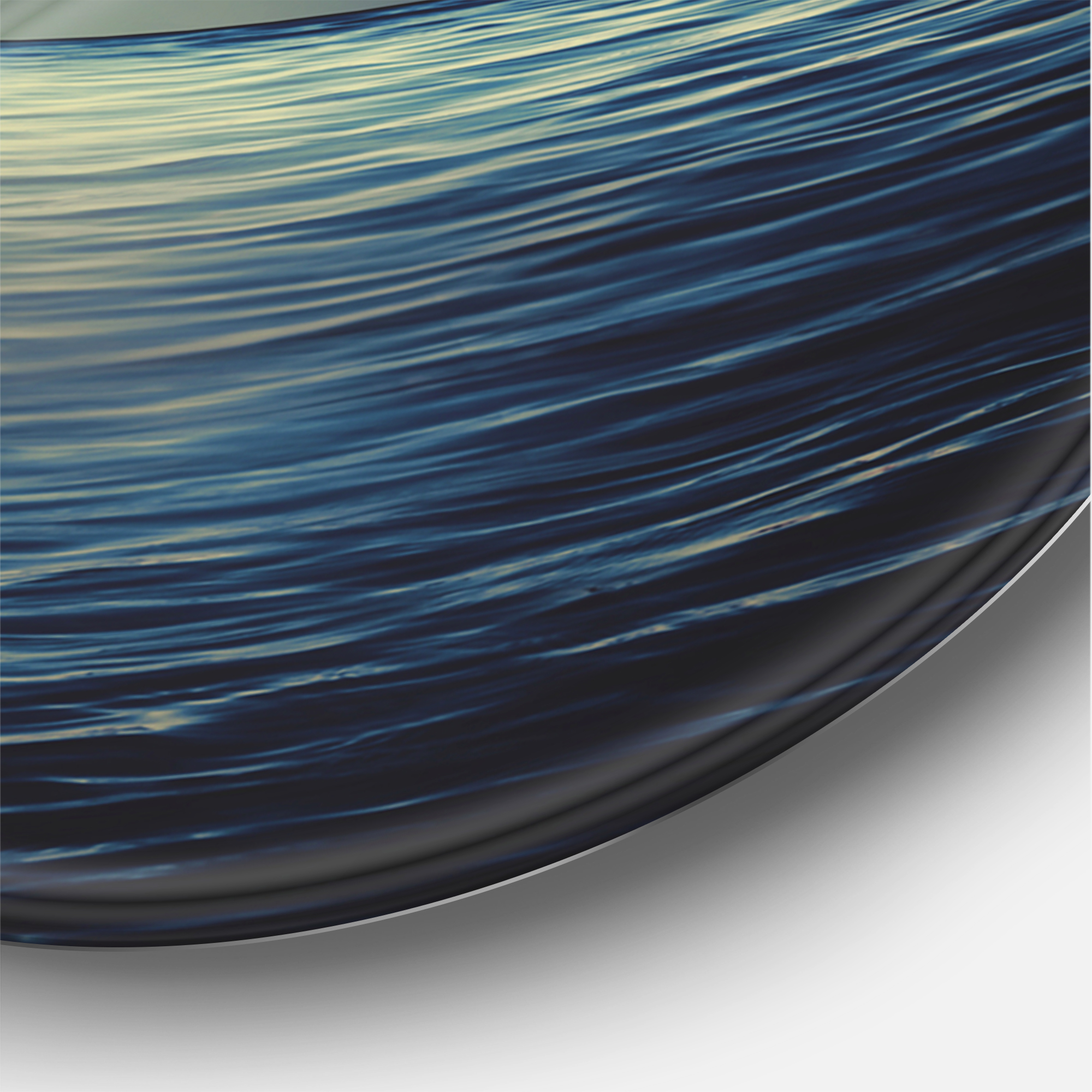 Designart 'Super Moon Over The Blue Sea' Nautical & Coastal Circle Metal Wall Art 36x36 - Disc of 36