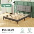 thumbnail image 3 of Queen Size Bed Frame, Fabric Upholstered Platform Bed Frame with Headboard, and Strong Wooden Slats, No Box Spring Needed, Easy Assembly, Grey, 3 of 8