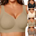 thumbnail image 2 of PoseFree Women Jelly Bra Wireless Supportive Full Coverage Bra | Comfortable,No Underwire,Support&Lift,Push Up,Everyday,Breathable,Soft,Seamless Khaki L, 2 of 5
