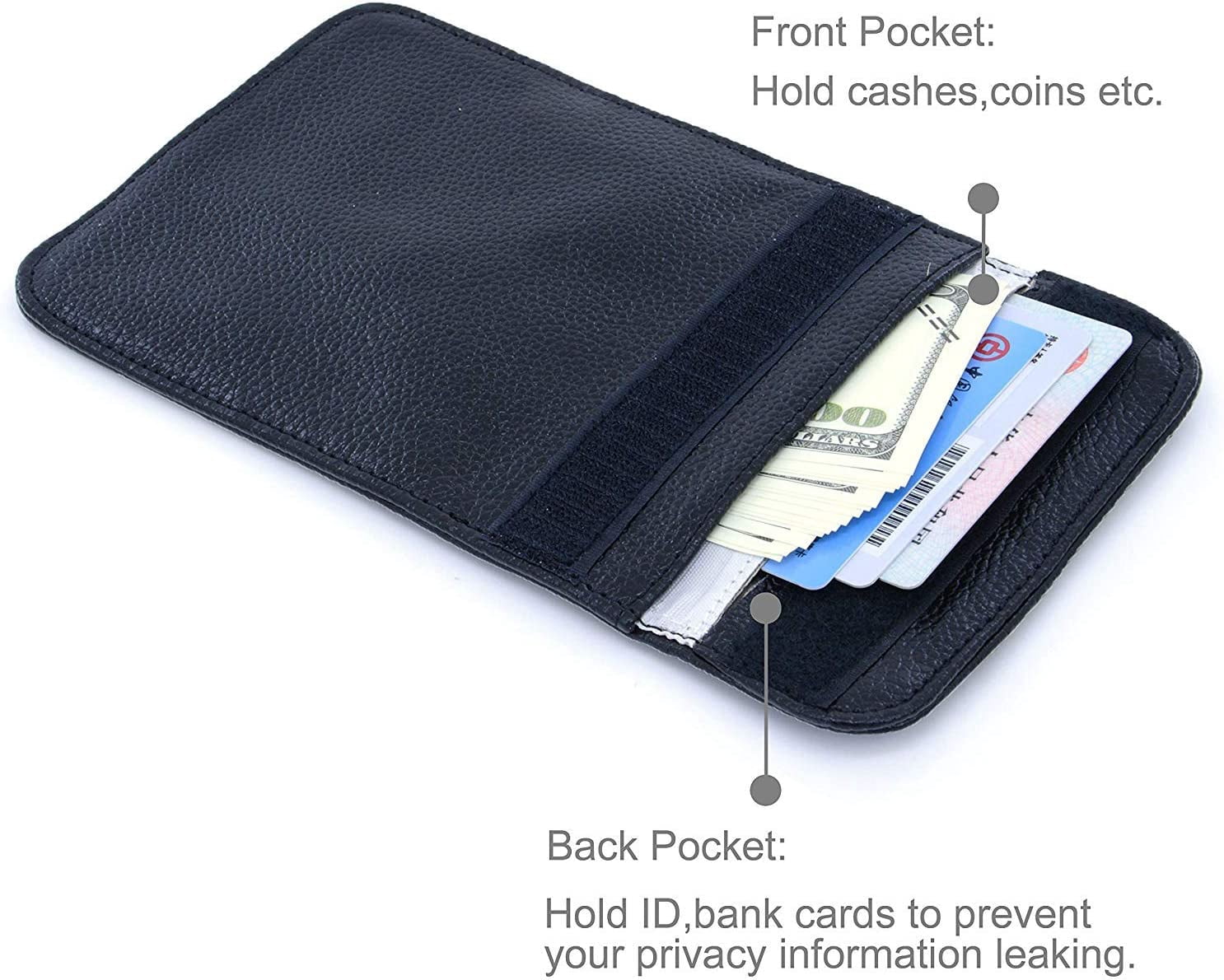 Leather Faraday Bag RFID Cell Phone Signal Blocking/Jammer Pouch Bag Anti-Spying/Tracking/Radiation GPS Shielding Passport Sleeve/Wallet Case,Car Key FOB