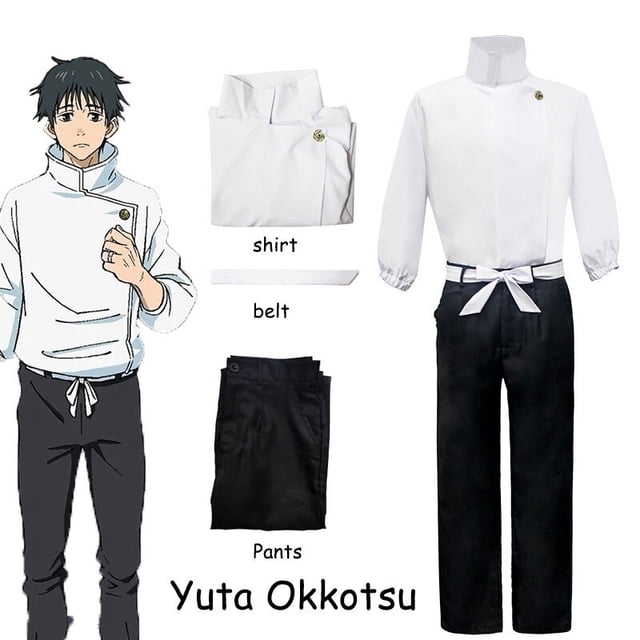 Disfraz de Cosplay de Jujutsu Kaisen Yuta Okkotsu para hombres y mujeres, peluca de Anime, uniformes de fiesta de Halloween, Tops, pantalones y cinturón